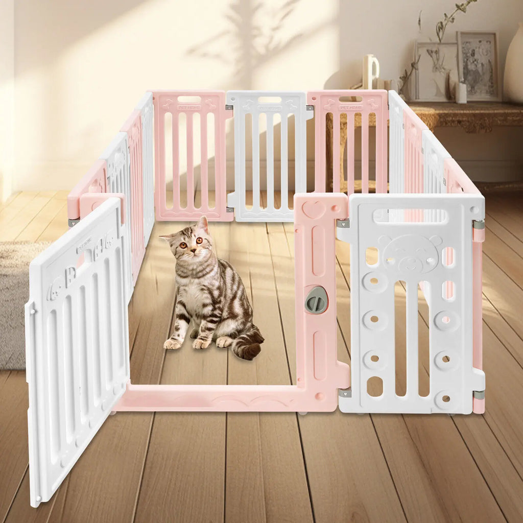 ﻿ Bone Patterns Freestanding Dog Playpen Dog Playpen with Door Portable Pet Safety Fence Puppies Small  Medium Dogs 11 Panels