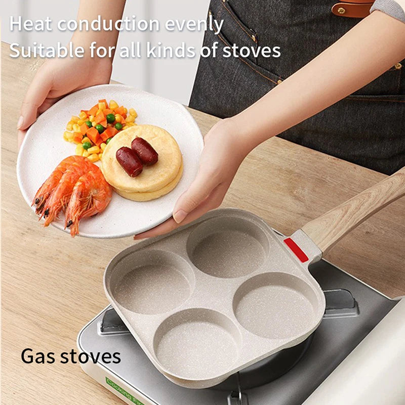 Four-hole Frying Pot Pan Thickened Omelet Pan Non-stick Egg Pancake Steak Pan Cooking Egg Ham Pans Breakfast Maker Cookware