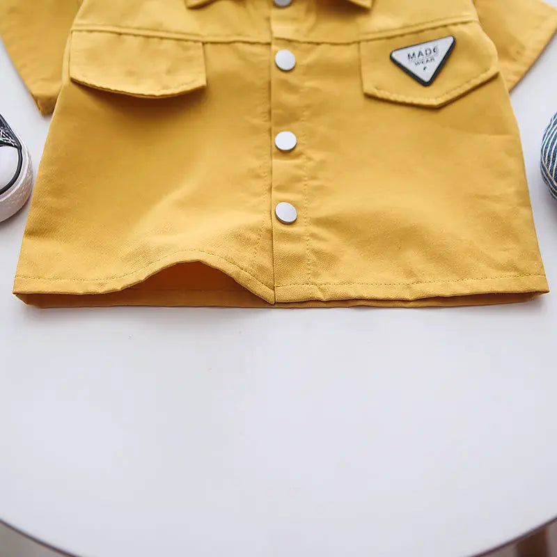 Summer Toddler Baby Boys Girls Short Sleeve Solid Jacket Clothes Set Solid Boys Girl Casual Shorts 2pcs Suit Cute Kids Outfits