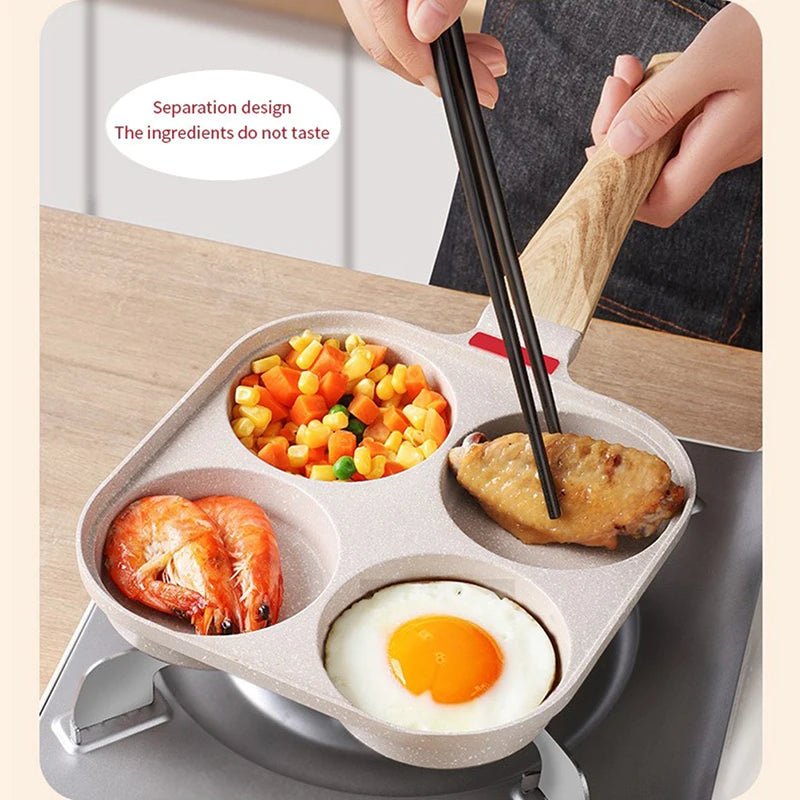 Four-hole Frying Pot Pan Thickened Omelet Pan Non-stick Egg Pancake Steak Pan Cooking Egg Ham Pans Breakfast Maker Cookware