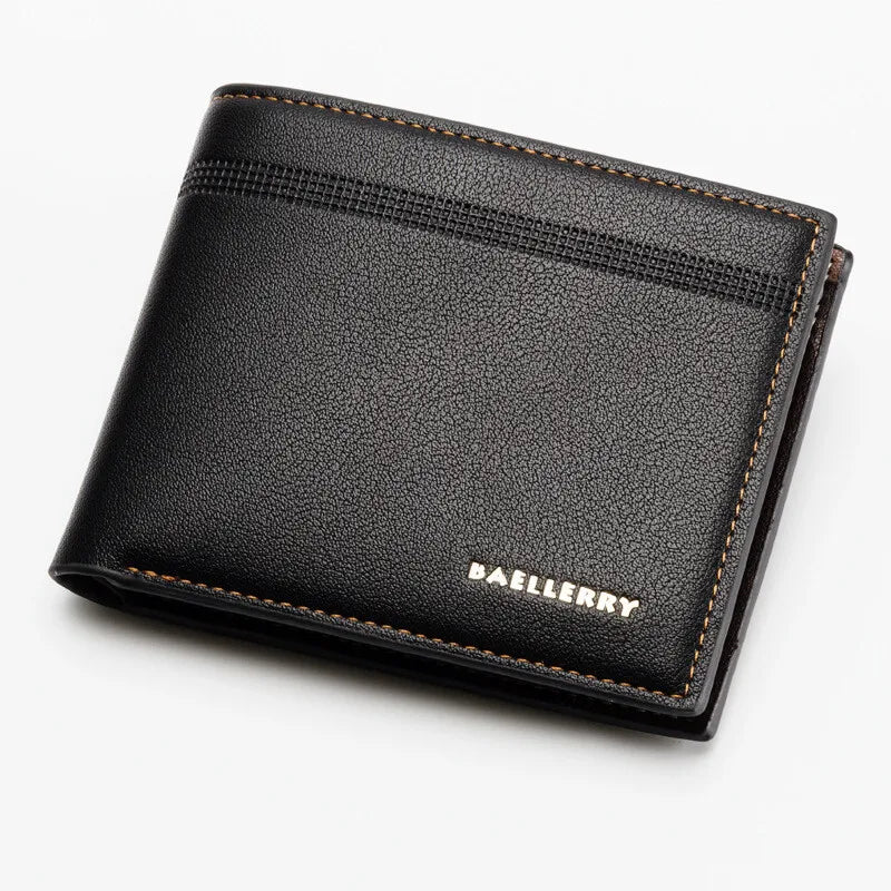 Short Men Bifold Wallet Slim ID Credit Card Holder Fashion Male Purse PU Leather Business Men Wallets Retro Money Clips Handbag