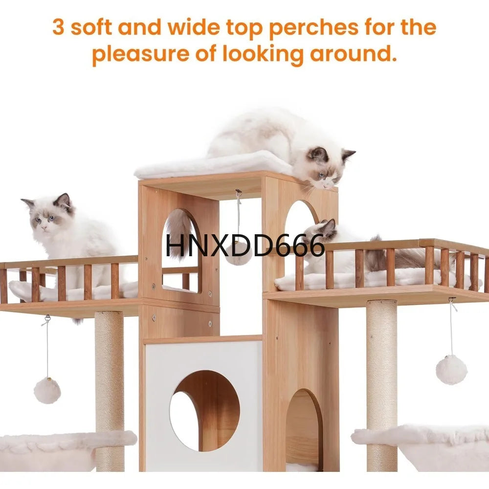 Cat Tree with Litter Box Enclosure for Indoor Big Cat,