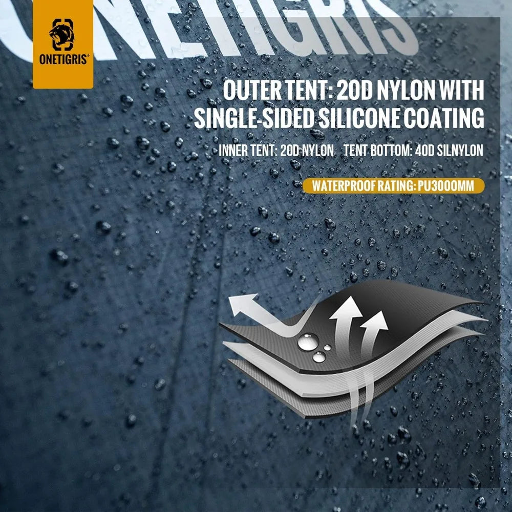 OneTigris Stella 4 Season Camping Tent Backpacking 2 Person Waterproof Lightweight Easy Setup Instant 3000mm Waterproof Rating O