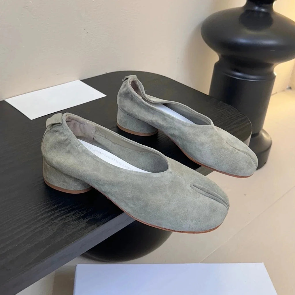 2025 Top Quality Spring  Real Suede Splite-Toe Low Heel Slip-Ons Woman Loafers Boat Shoes Mary Janes Mules  Female Bota Feminina