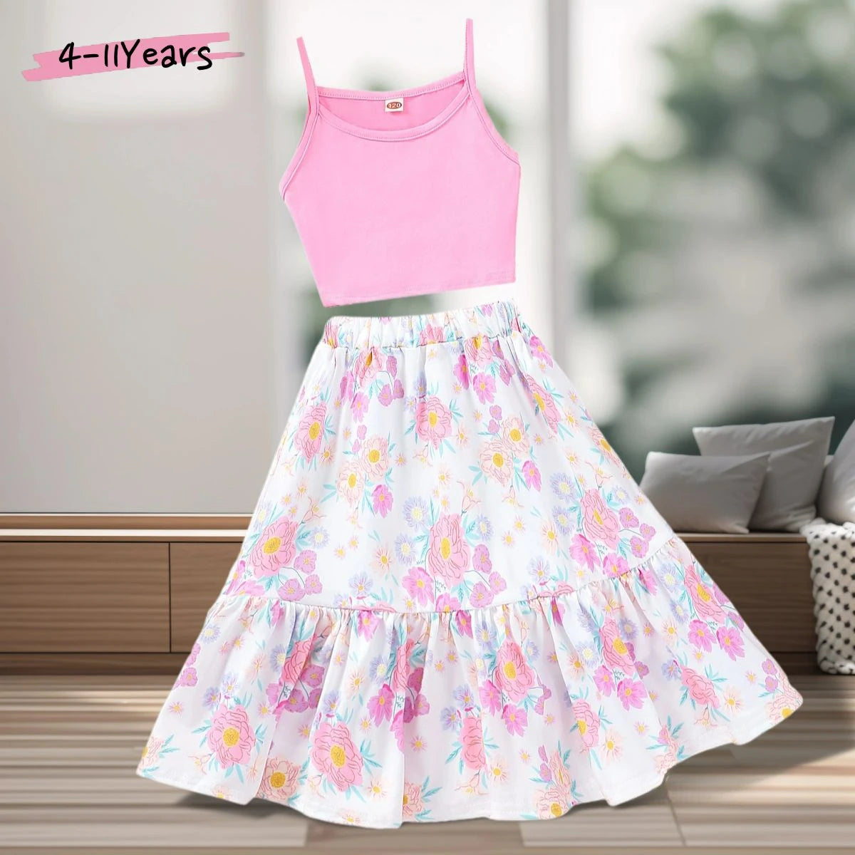2024 Kids Girls Clothing Set Summer Sleeveless 2 Pcs Top and Skirt Children Outfits Casual Coolness Soft Ventilate Girls Suit