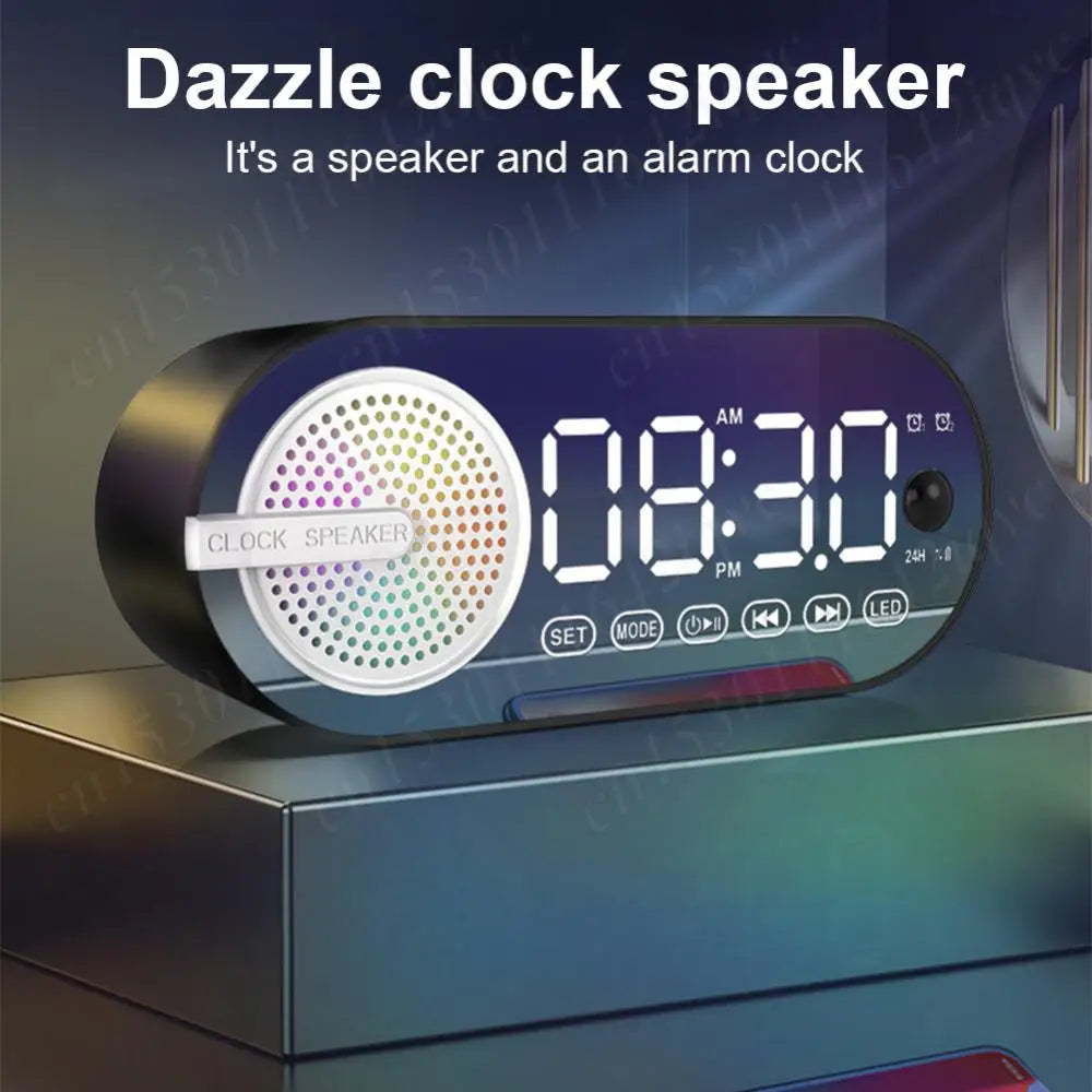 Wireless Bluetooth Speaker Small Digital Alarm Clock LED Display with Dual Alarms Human-Activated Living Room Office Decoration