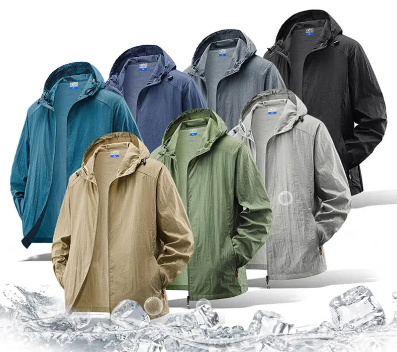 Summer Waterproof Hiking Jackets Men Fishing Cycling Hooded Gym Sports Running Coat Outdoor Sun-Protective Thin Jacket Clothing