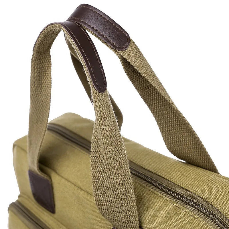 Men's Handbag Canvas Travel Business Shoulder Bag Vintage Document Crossbody Bag