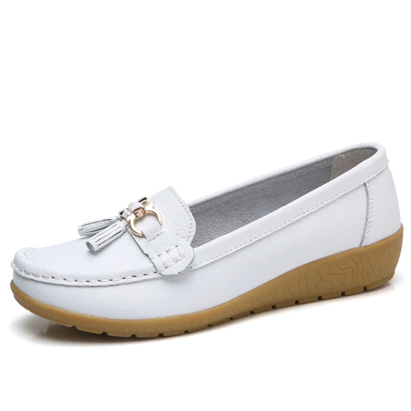 Woman Shoes Low Heels Casual Shoes Women's Loafers Slip On Flat Shoes Mocassins Femmes Comfortable Footwear Women Flats White