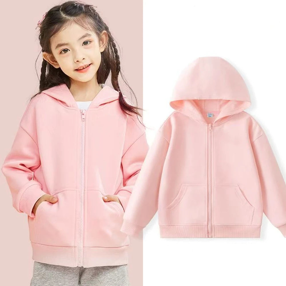 Children Zip Up Hoodie Tops Girl Boy Sweatshirt Kid 3-12 Year Zipper Hoody Coat Casual black Sweatshirts Sanrio pink Clothes