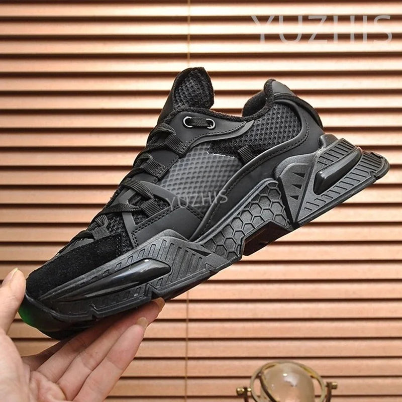 Couple Sneakers Women Lace Up Round Toe Flat Casual Shoes Patchwork Platform Running Shoes Outdoor Sports Shoes Men