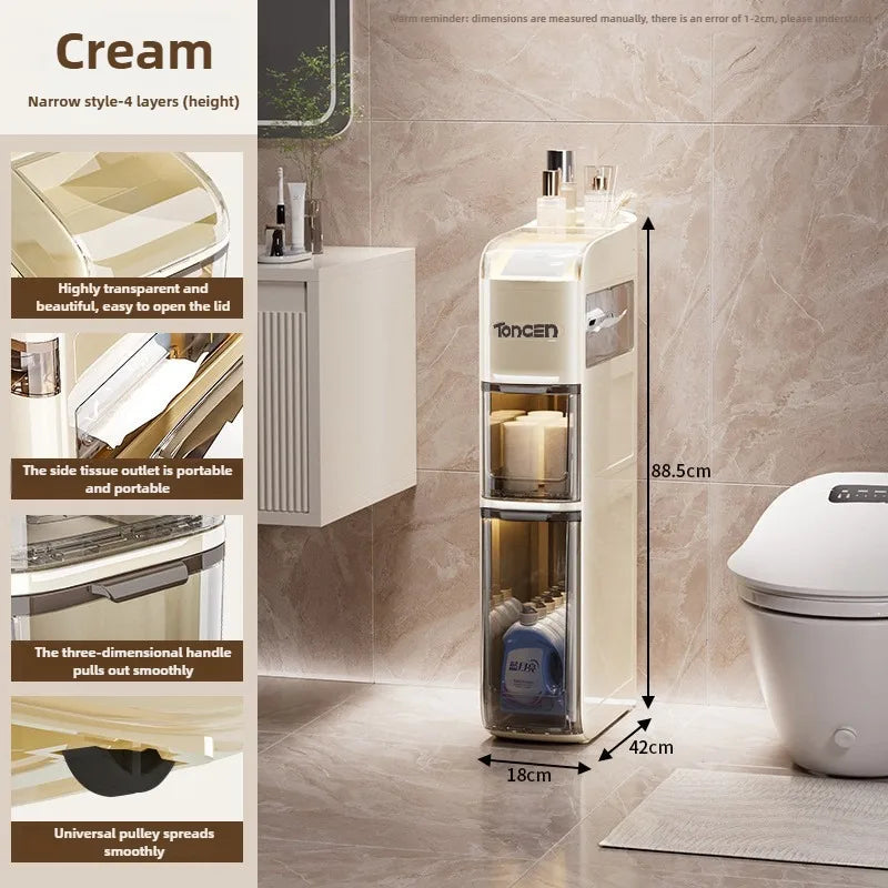 Bathroom crevice cabinet, bathroom living room storage cabinet, multifunctional storage cabinet, storage rack, large capacity