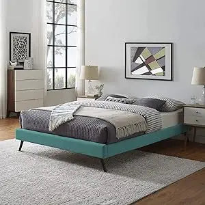 Modway Loryn Faux Leather Queen Platform Bed Frame with Wood Slat Support in White