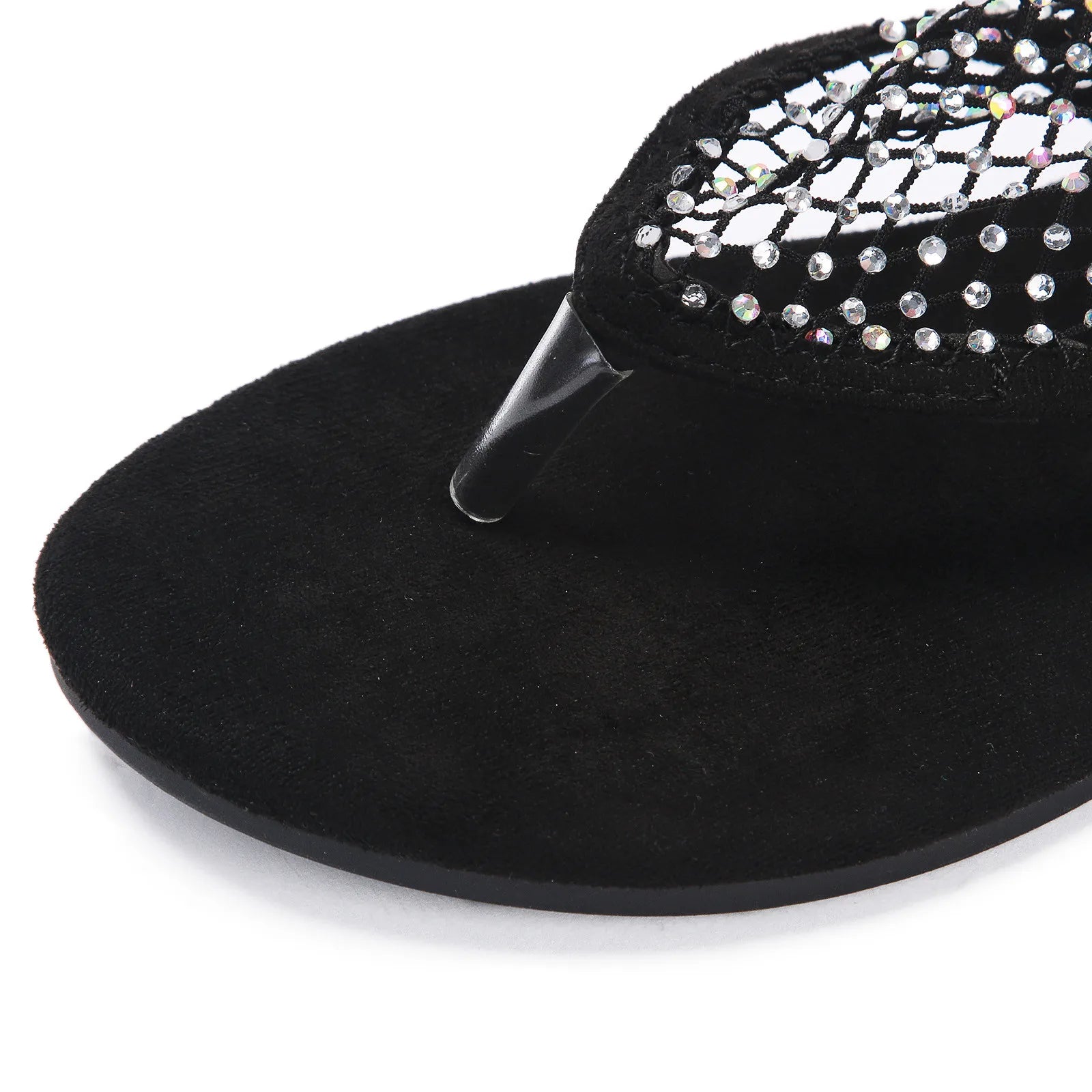 Long Glitter Sandals For Women Summer New Flat Bottom Foot Sandals Female Europe And The United States Foreign Trade Rhinestone