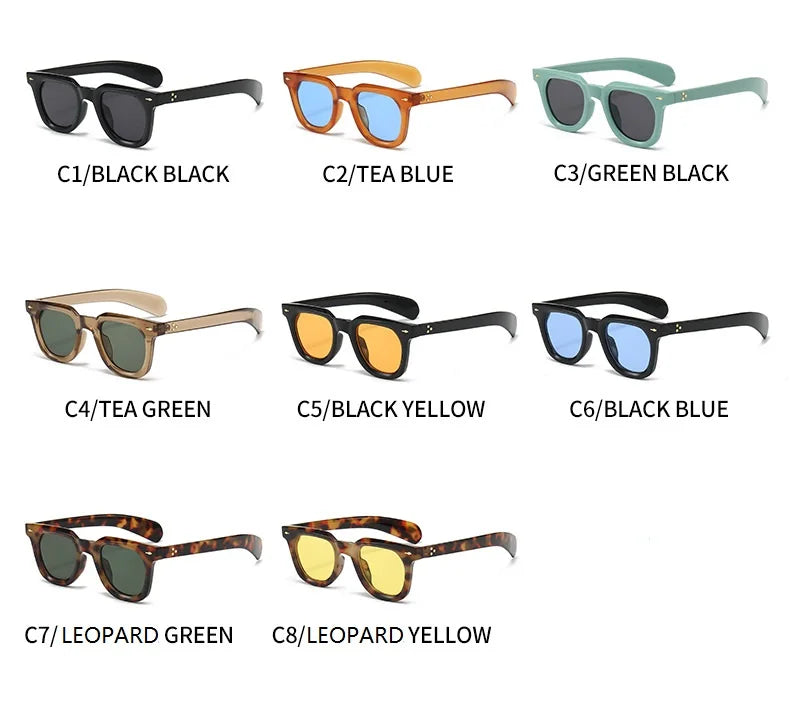 Ins Popular Women Square Sunglasses Men Vintage Rivets Punk Female Shades UV400 Fashion Male Sun Glasses