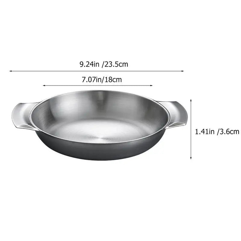 18cm 20cm Stainless Steel Dry Pot Double Ear Korean Seafood Pan Flat Bottom Cooking Pot Kitchenware For Restaurant