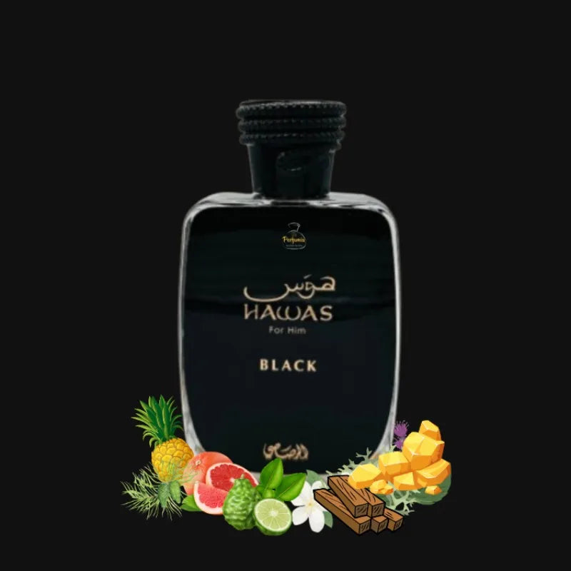 Rasasi Hawas Black Eau de Parfum Spray 100ml Original Arab Perfumes Lasting Aromatic Fruity Fragrance Pheromones Perfume Cologne