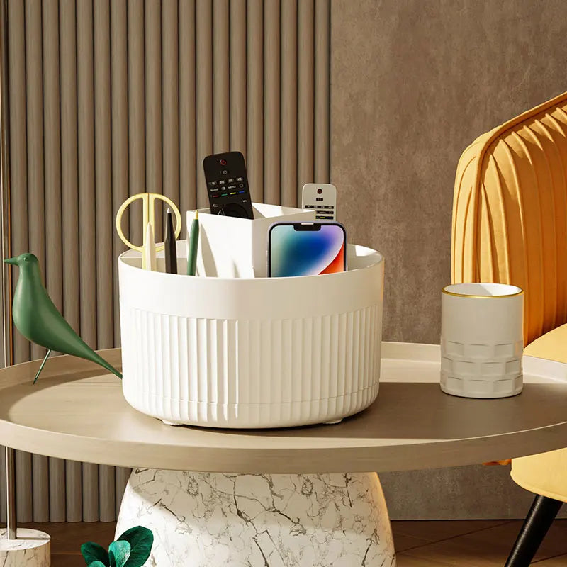 Desktop rotating cosmetic storage cylinder, plastic dressing table, light luxury lipstick box, pen holder, brush storage rack