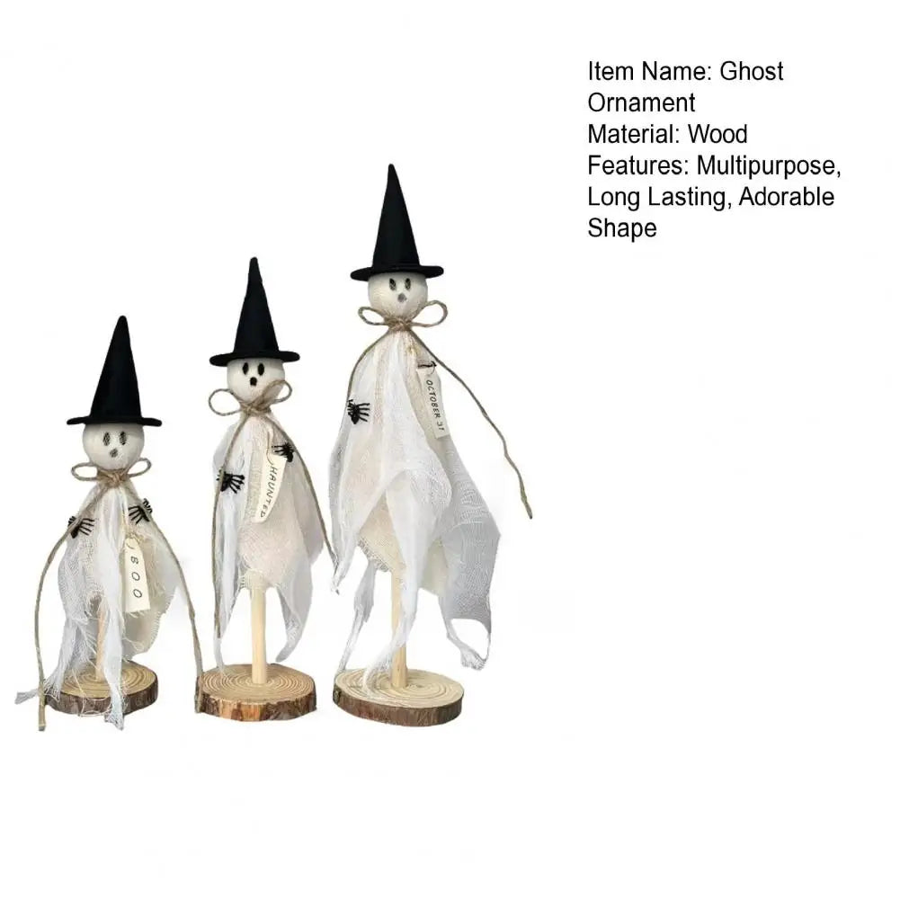Fun Halloween Decorations Halloween Decor Set of 3 Wooden Ghost Ornaments Adorable Halloween Decorations with Fabric for A