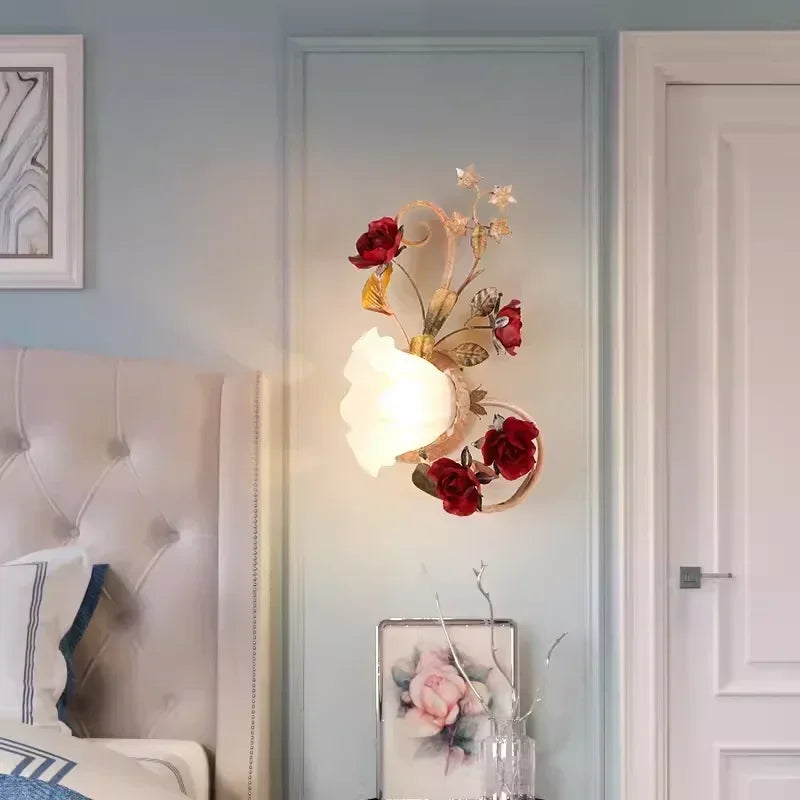 Creative romantic flower ceiling decorative chandelier pastoral retro LED ceiling lights Living room Bedroom Nordic ceiling lamp