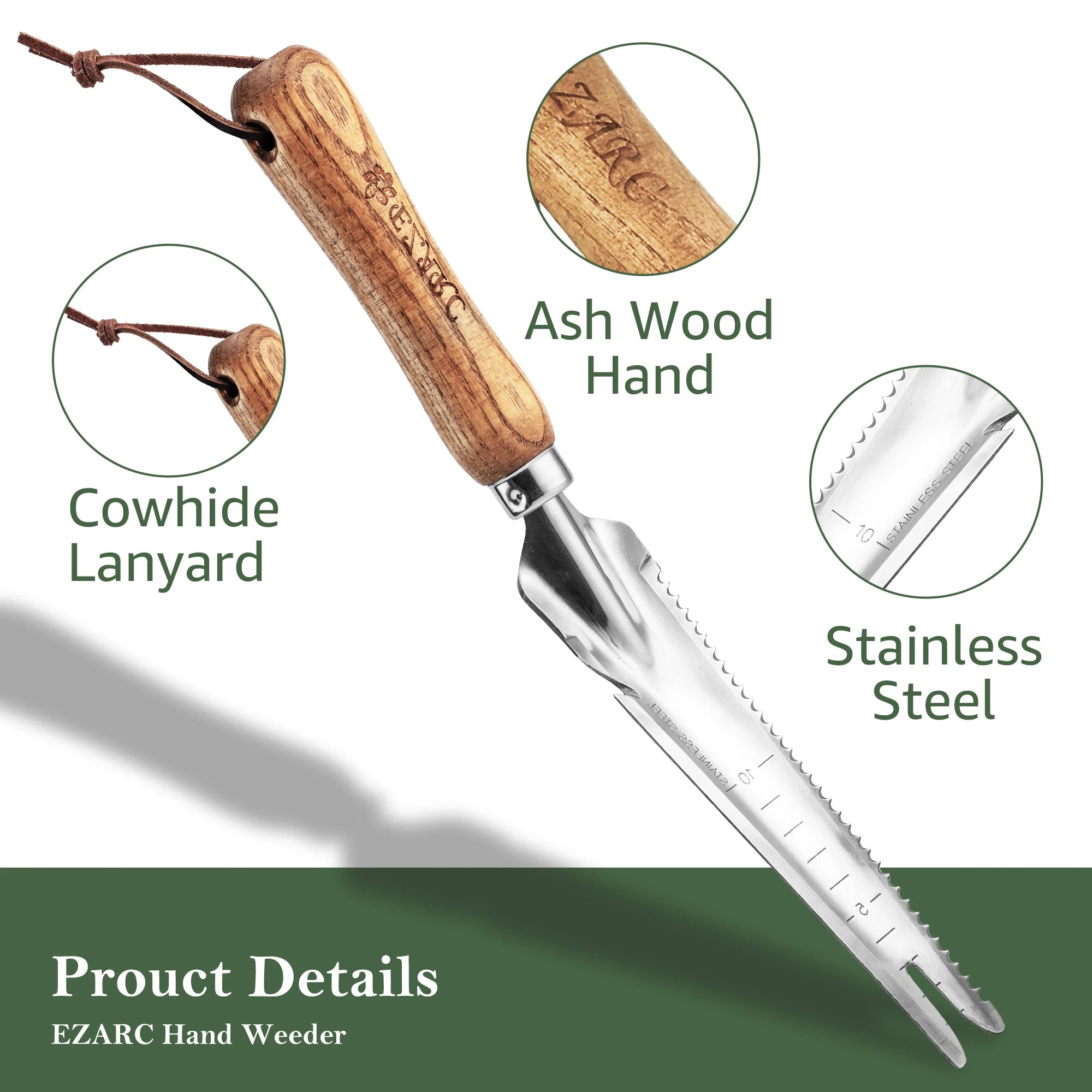 EZARC 13 Inch Hand Weeder, Weed Digger Fork for Garden, 5-in-1 Small Garden Hand Tool with Weeding Fork for Multi Gardening Use