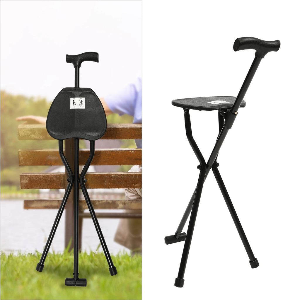 Portable Walking Pole and Tripod Chair Walking Stick, Walking Cane, Cane Chair, Folding Cane with Seat,Walking,Waiting in Line