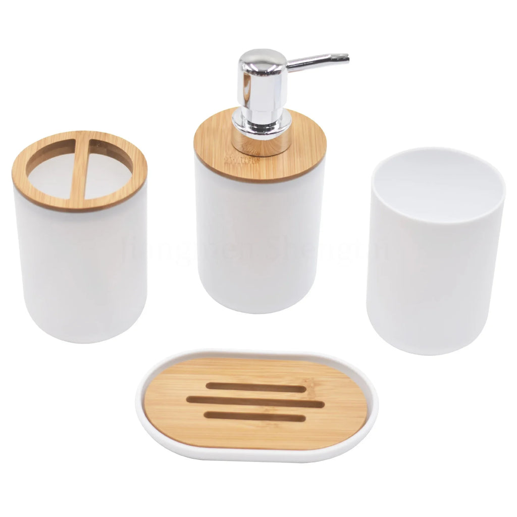 Bathroom Accessory Set,4pcs Gift Set,Toothbrush Holder,Mouthwash Cup,Soap Dish,Soap Dispenser,Washroom Utensils