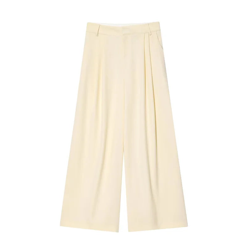 Women's Suit New Summer 2025 Yellow Sleeveless Vest Wide-leg Trousers Set Casual Commuting Personality and Fashion
