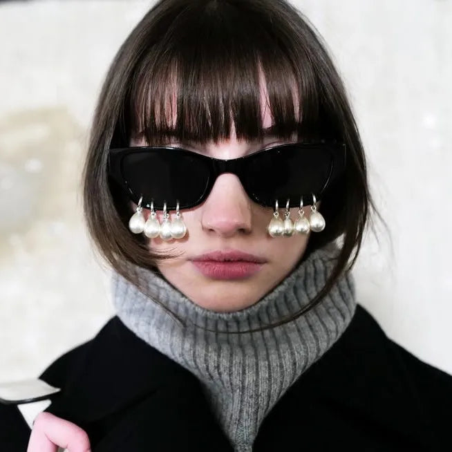 Pearl earrings water drop Designer sunglasses personalized niche sunglasses cat eye glasses for men and women