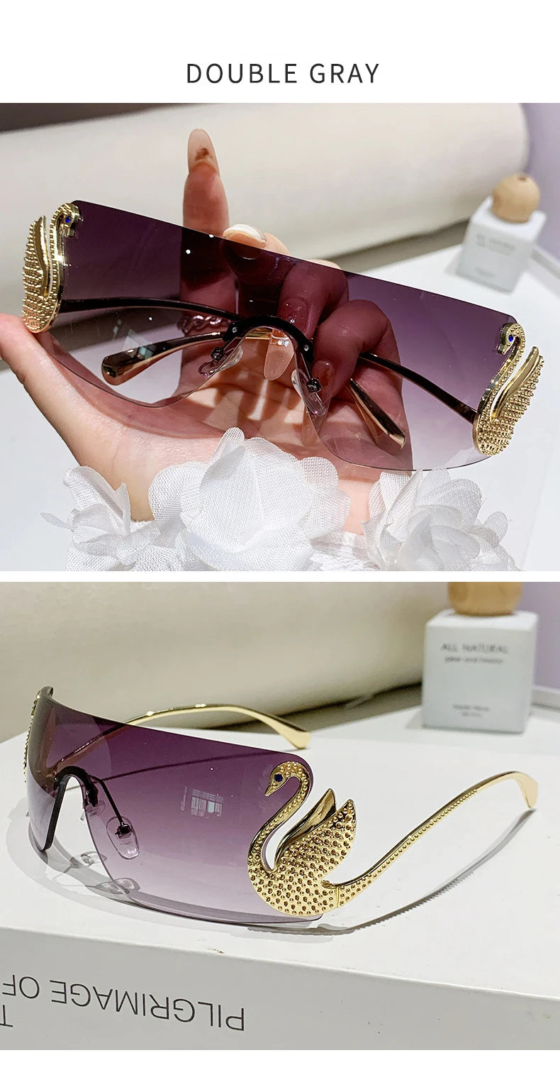 New trendy frameless cut edge integrated sunglasses for street photography, UV resistant sunglasses