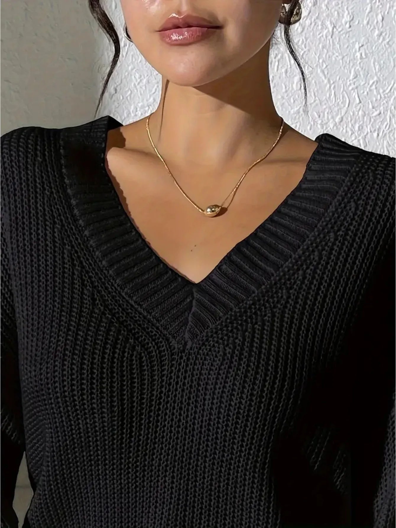 Elegant Solid Color Sweater With Embroidery Design, Unique Cuff Detail, Suitable For All Occasions