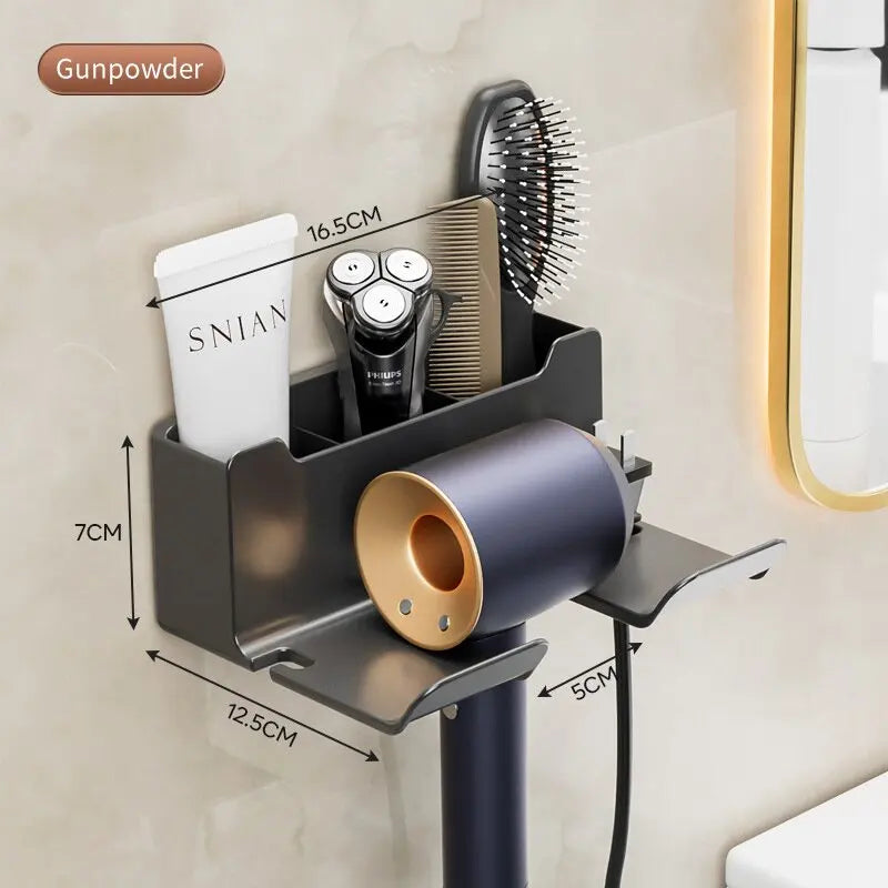 Bathroom hair dryer storage rack Multi functional storage rack Wall mounted non perforated hair dryer storage rack