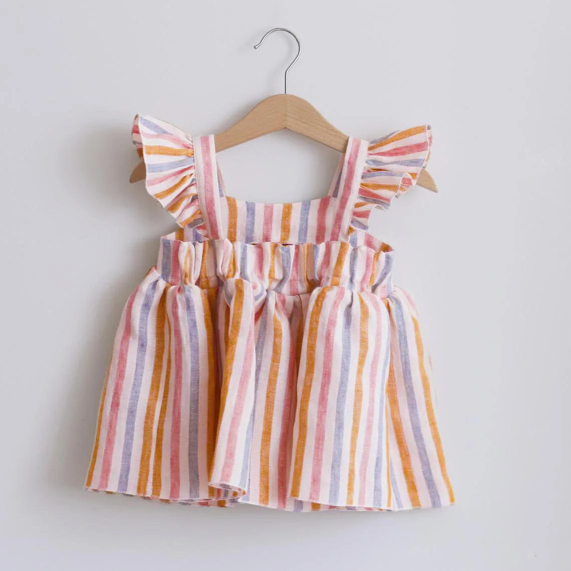 Newborn Girls Summer Clothes Linen Striped Baby Girl Dress For 0-3Y Toddler Girls Clothes Baby Birthday Party Dress