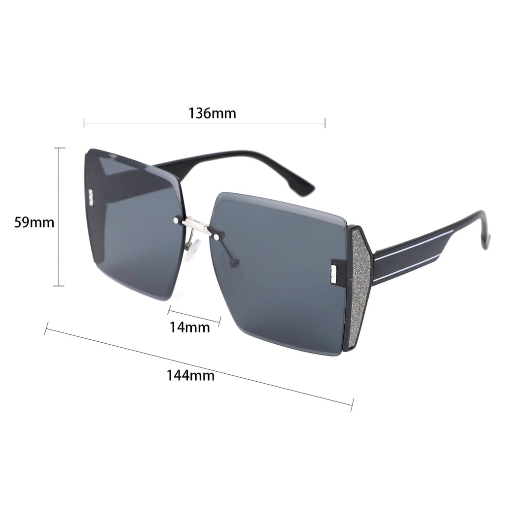 Women's Sun Glasses Vintage Square Sunglasses Woman Classic Retro Gradient Mirror Frameless Sun Glasses Female Fashion