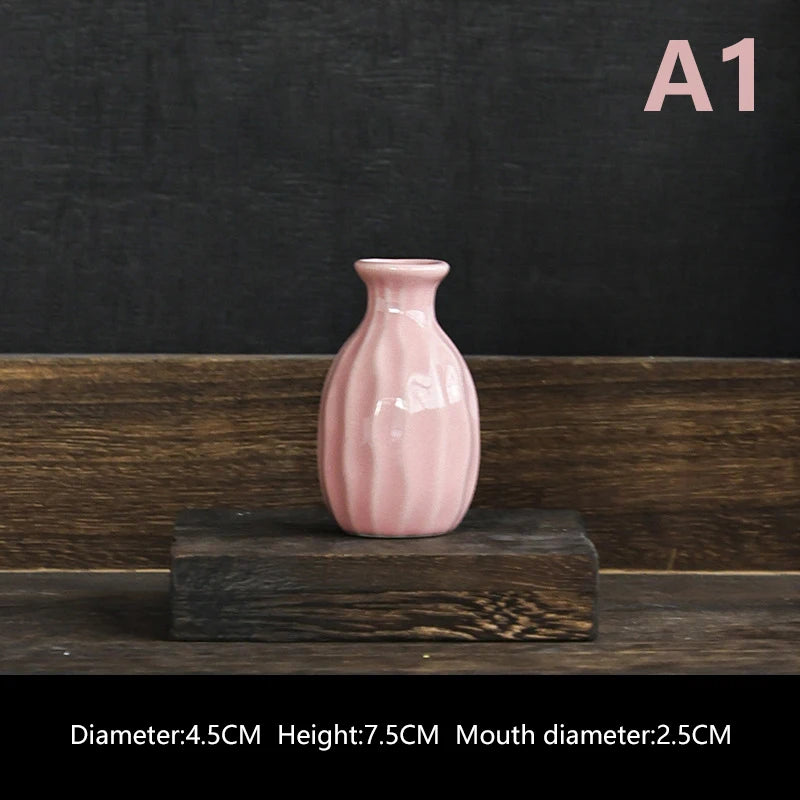 Ins Ceramics Flower Vase Nordic Hydroponics Vases Creative Room Decor Mini Flower Plant Bottle Pots Table Ornament Colorful Vase