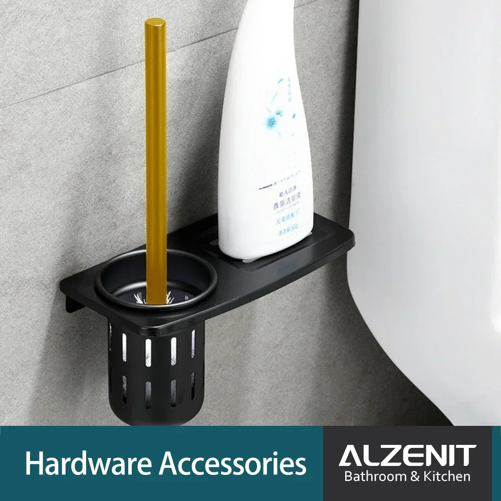 Bath Hardware Sets Organizer Aluminum Shower Towel Rack Black Gold Wall Mounted Bathroom Accessory Shelf Toilet Brush Holders