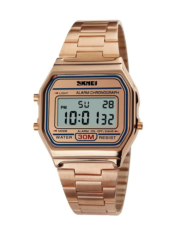SKMEI Digital Watch for Men Watch Luxury Stainless Steel Electron Waterproof Mens Wristwatches Clock 3Bar Waterproof Reloj Hombr