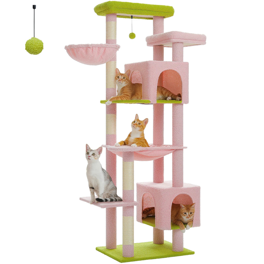 Large Cat Tree for Indoor Large Adult Cats, Multi-Level Cat Tower with Scratching Posts Super Large Hammock Cozy Condo Top Perch