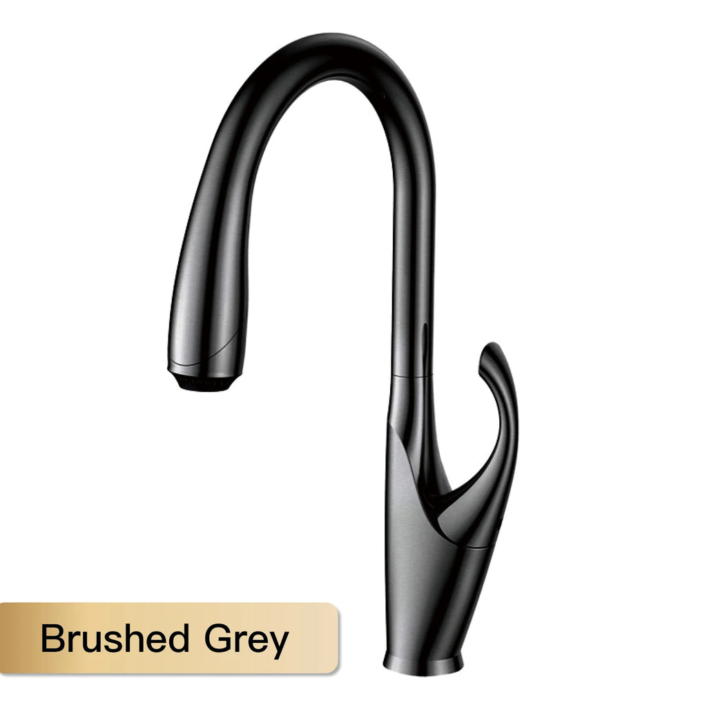 High end touch black kitchen faucet brass pull out design three function single handle cold and hot dual control sink faucet