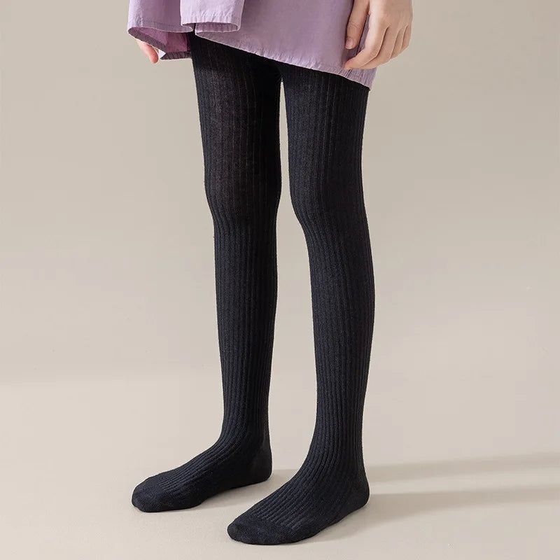 Children Fashion Tights Baby Girl Pantyhose Cotton Knitted Stocking Toddler Kids Solid Leggings Casual Pants For 0-12Y