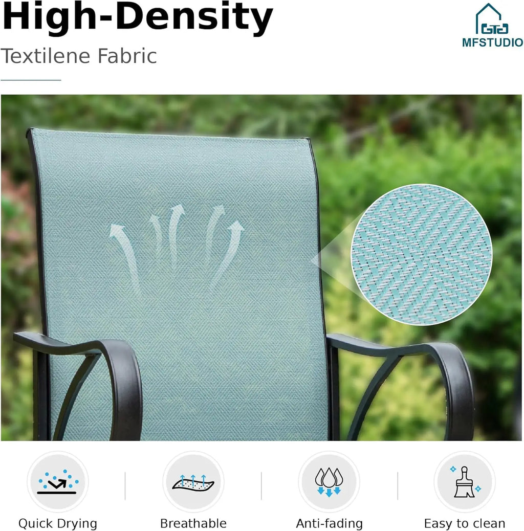 5-Piece Outdoor High Top Bar Set - Bar Height Table and Chairs for Patio, Waterproof Bistro Set for 4, Light Blue