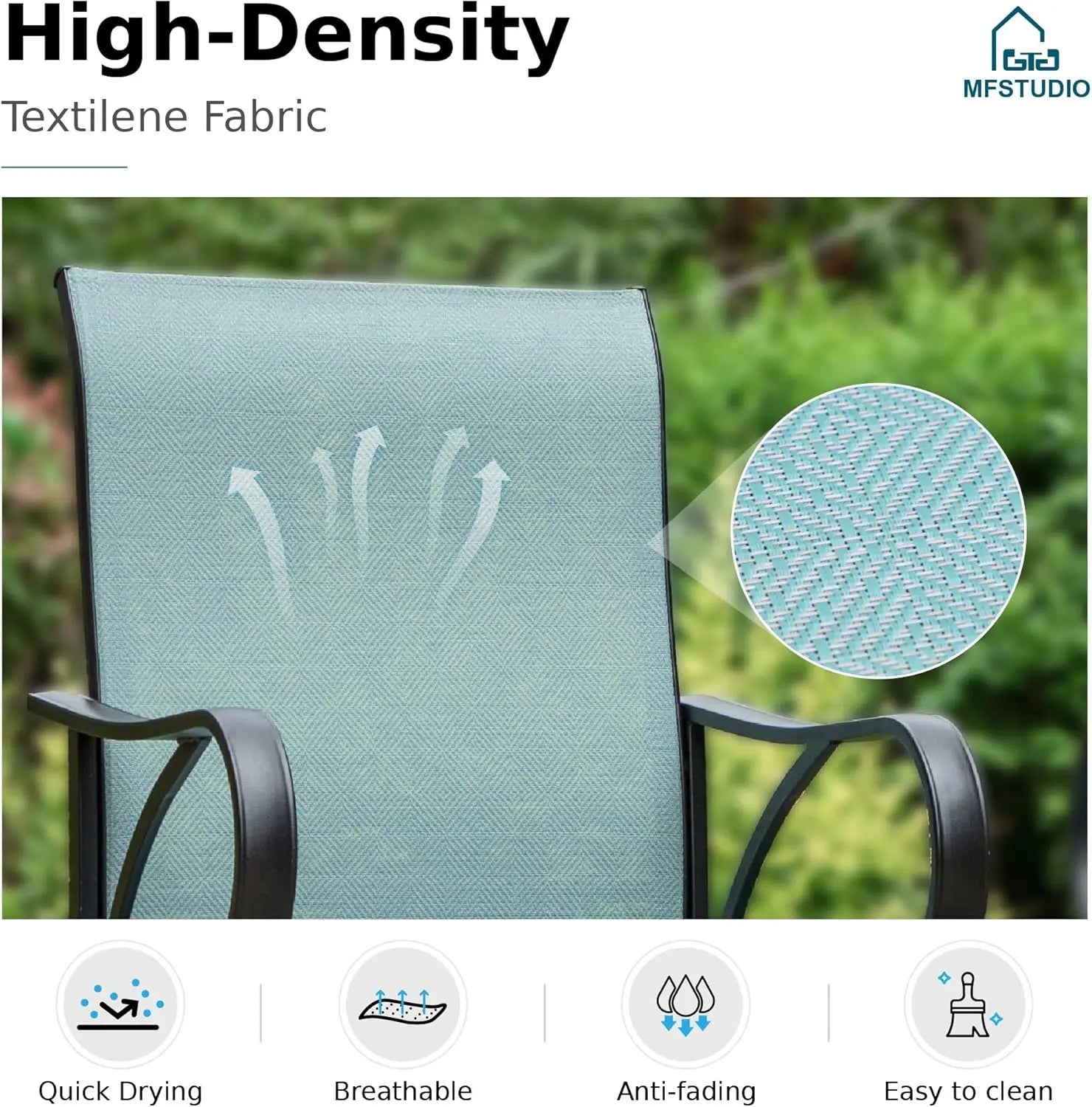 5-Piece Outdoor High Top Bar Set - Bar Height Table and Chairs for Patio, Waterproof Bistro Set for 4, Light Blue