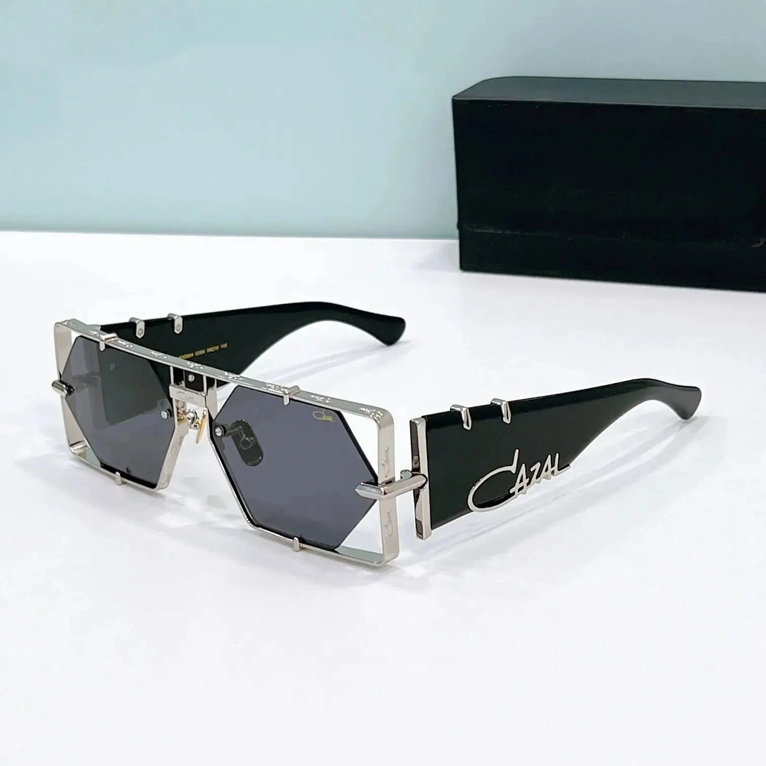 ORIGINALCAZAL MOD004 Top Quality Tortoiseshell Acetate Frame Retro Men Sunglasses Luxury Design Blue Lenses Women Couple Eyewear