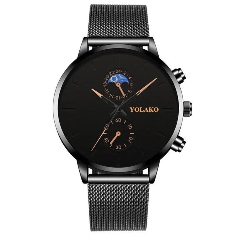 Reloj Hombre Mens Watches Luxury Stainless Steel Mesh Belt Quartz Wristwatch Men Business Calendar Clock Relogio Masculino