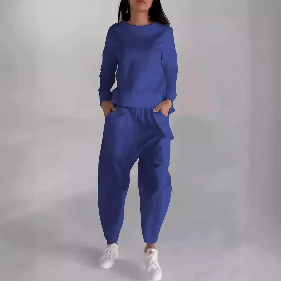 Women's suits 2024 European and American new fashion lace-up technology multi-pocket trendy sports solid color casual pants suit