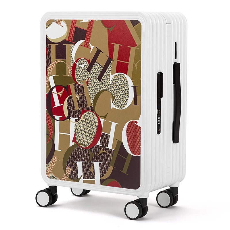 Classic Fashion Unisex New Roller Luggage Letter Design Large Capacity Business Travel Luggage