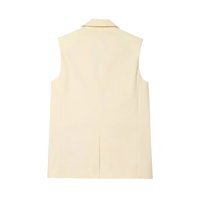 Women's Suit New Summer 2025 Yellow Sleeveless Vest Wide-leg Trousers Set Casual Commuting Personality and Fashion