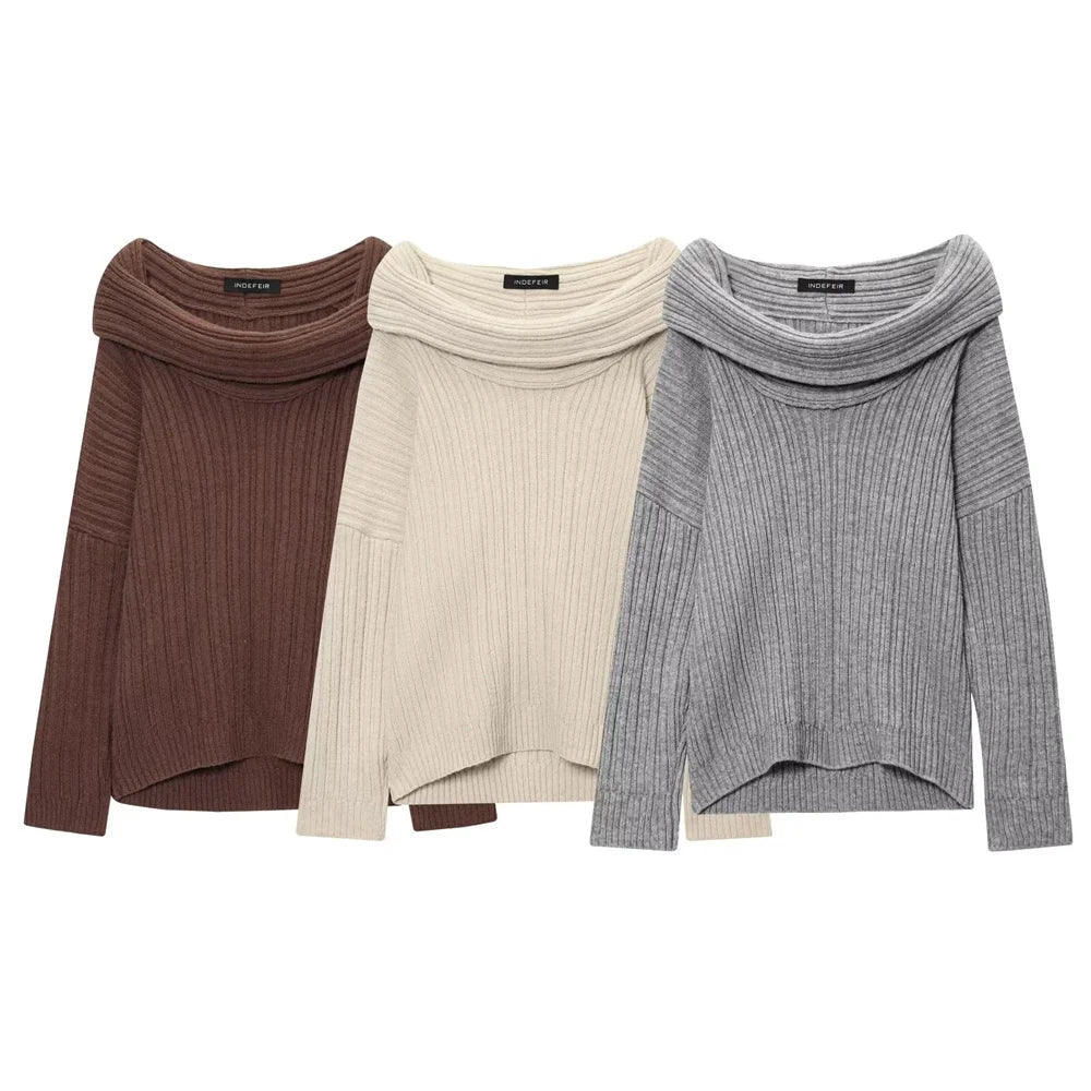 Women's Sweater 2025 New Fashion Summer Slouchy Off-the-shoulder Knit Sweater for Women Casual Chic Ladies Knit Sweater