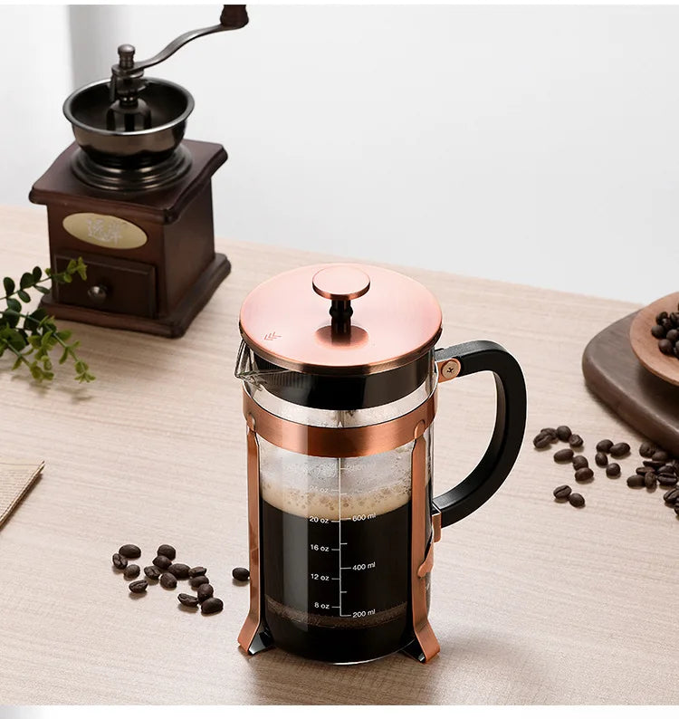 French Press Pot High Borosilicate Glass Pot Household Double-layer Filter Screen Hand Brewed Coffee Pot