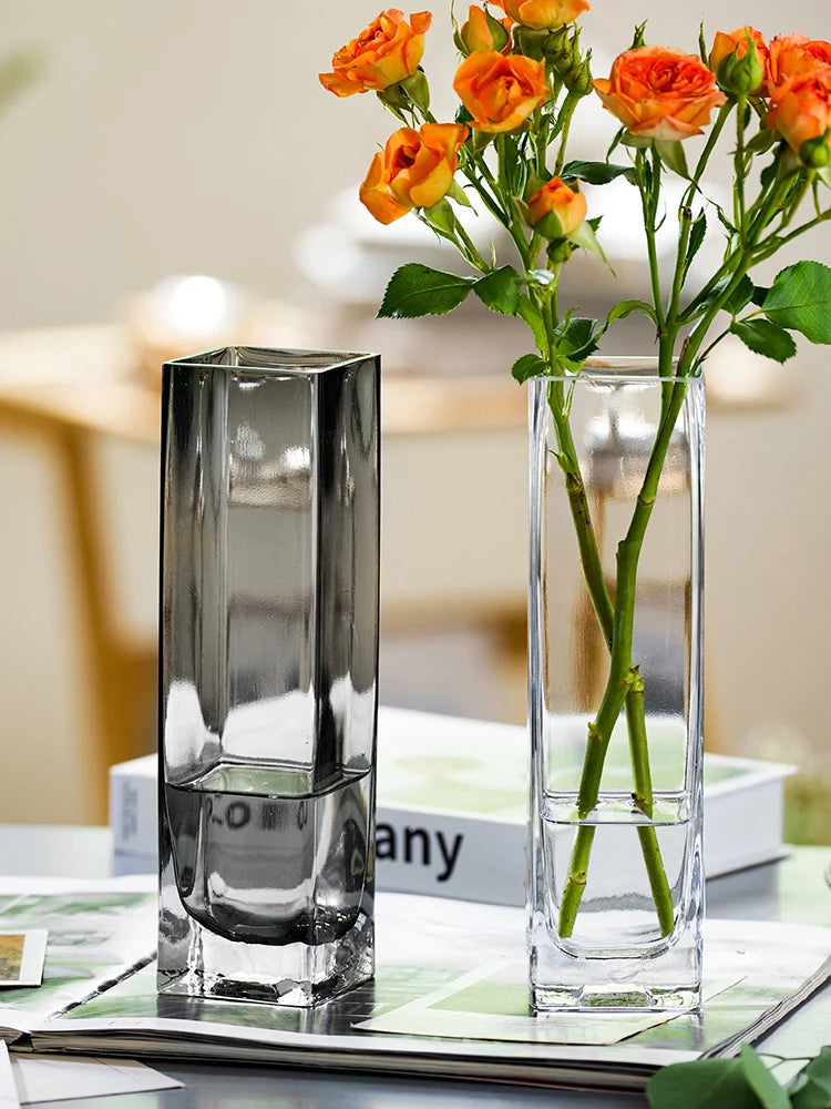 Light Luxury, Creative, High Grade, Original Color Glass, Transparent Vase, Living Room, Soft Decoration, Aquaculture, Flower